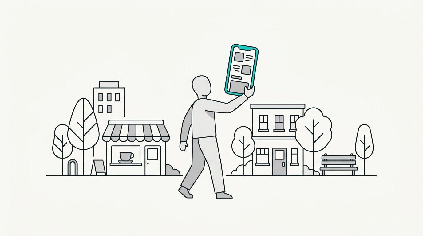 A person walking a neighborhood street filming with a phone