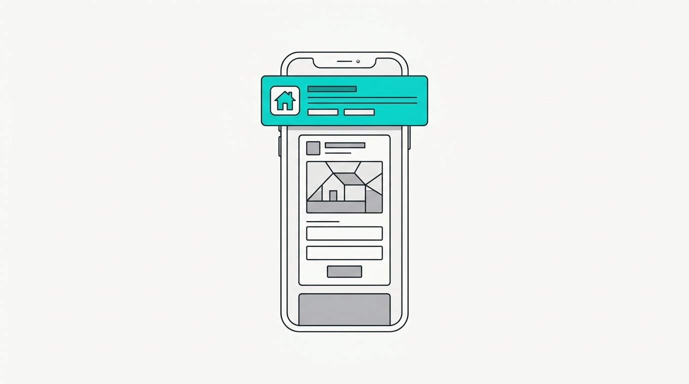 A phone showing a sponsored ad with a short form, and a text notification arriving above it